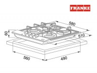 PLACA INOX 4 GAS LINEAR FHNL 604 FRANKE